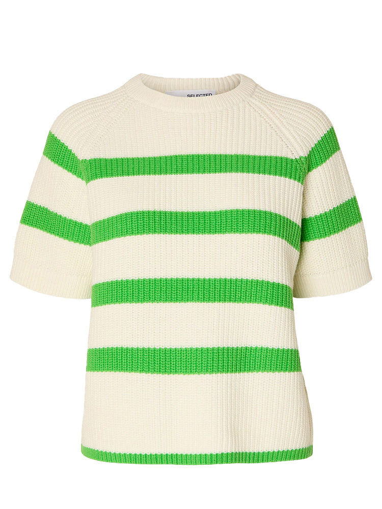 Selected Femme Bloomie Knit O-Neck White Green