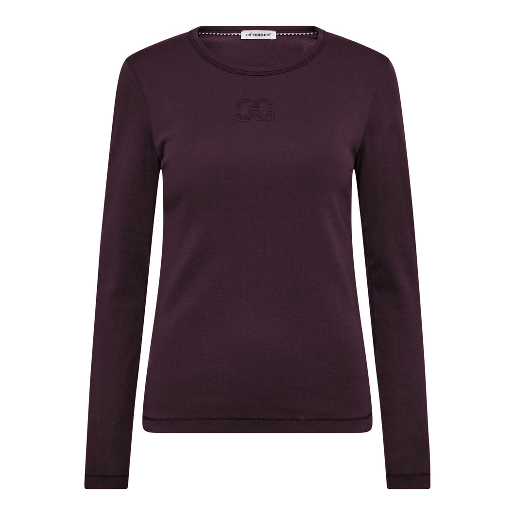 co'couture Granny Emroidery Long Sleeve Tee Plum