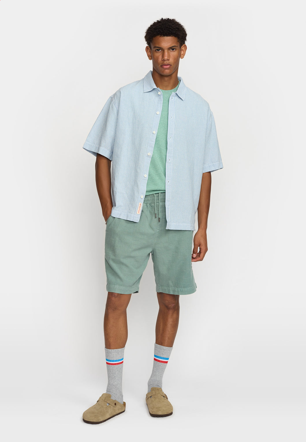 Revolution Oversize Shirt Short Sleeves Blue Stripes
