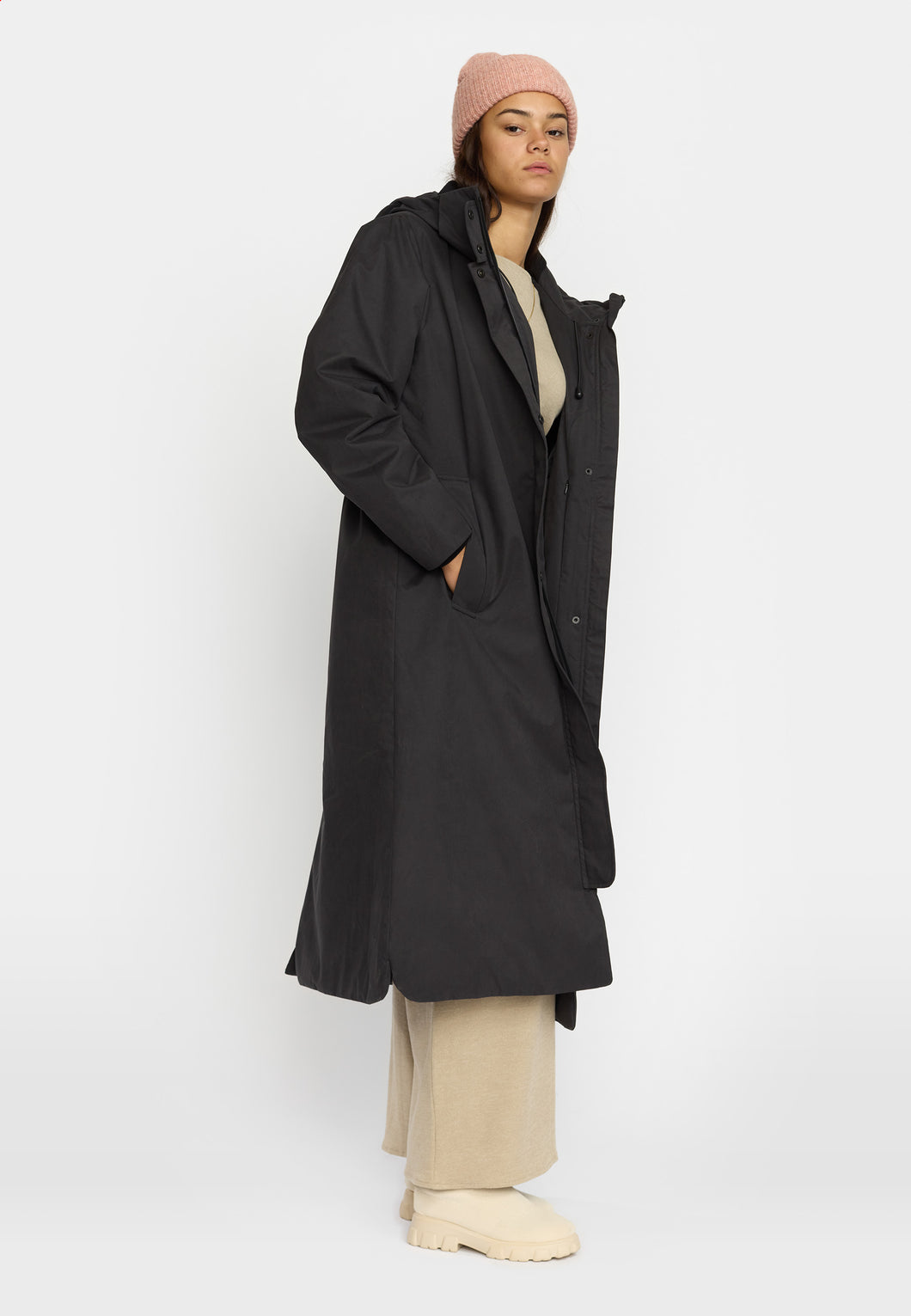 Selfhood Long Parka Coat Black