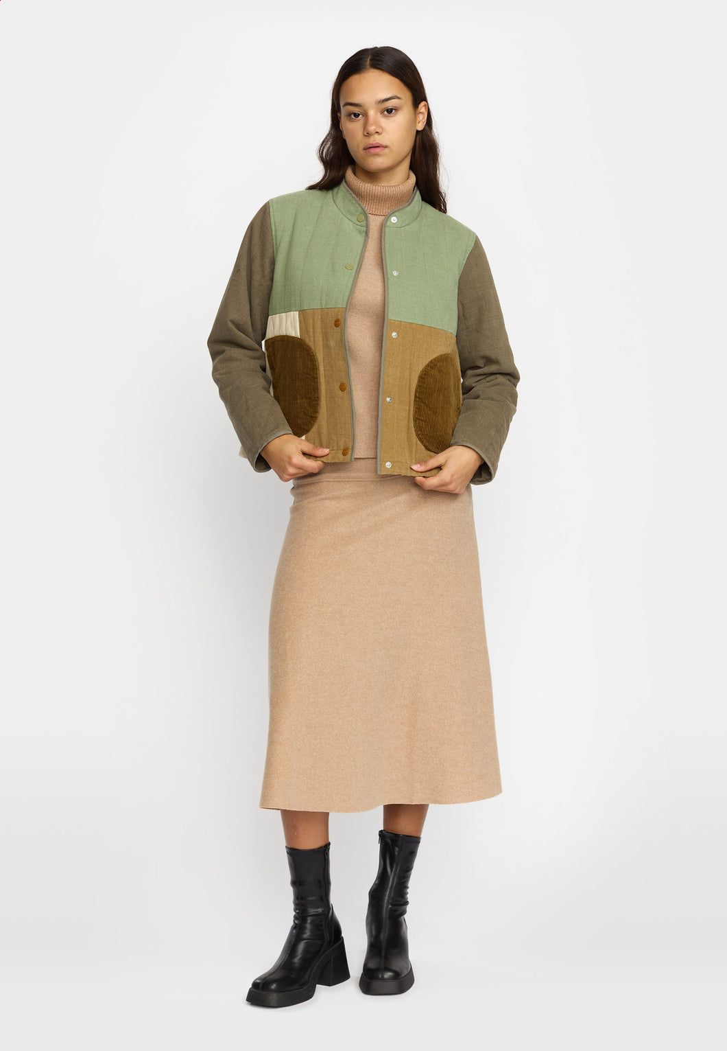 Selfhood Quilted Patchwork Jacket Army