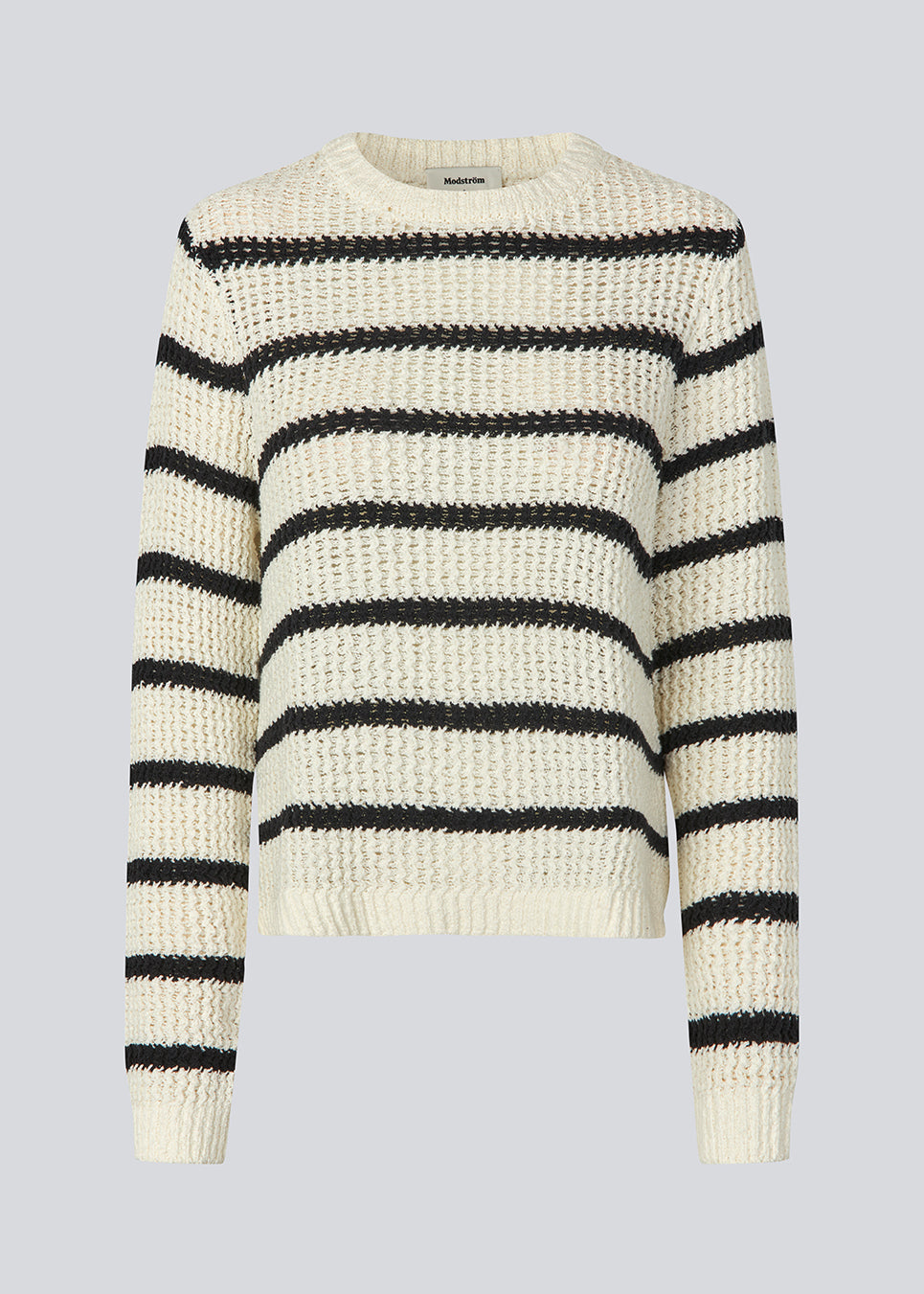 Modstrom Maddie O-neck Soft White-Black Stripe