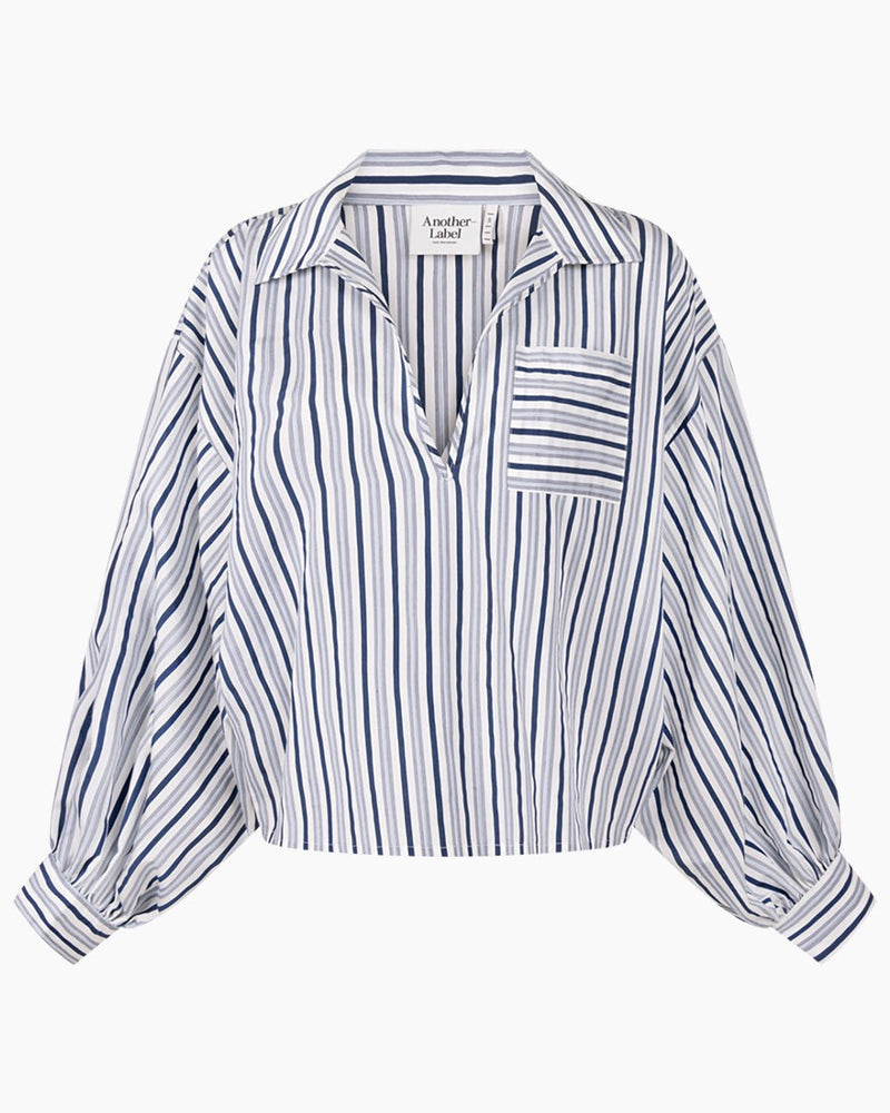 Another Label Citra Shirt Blue-White Stripes