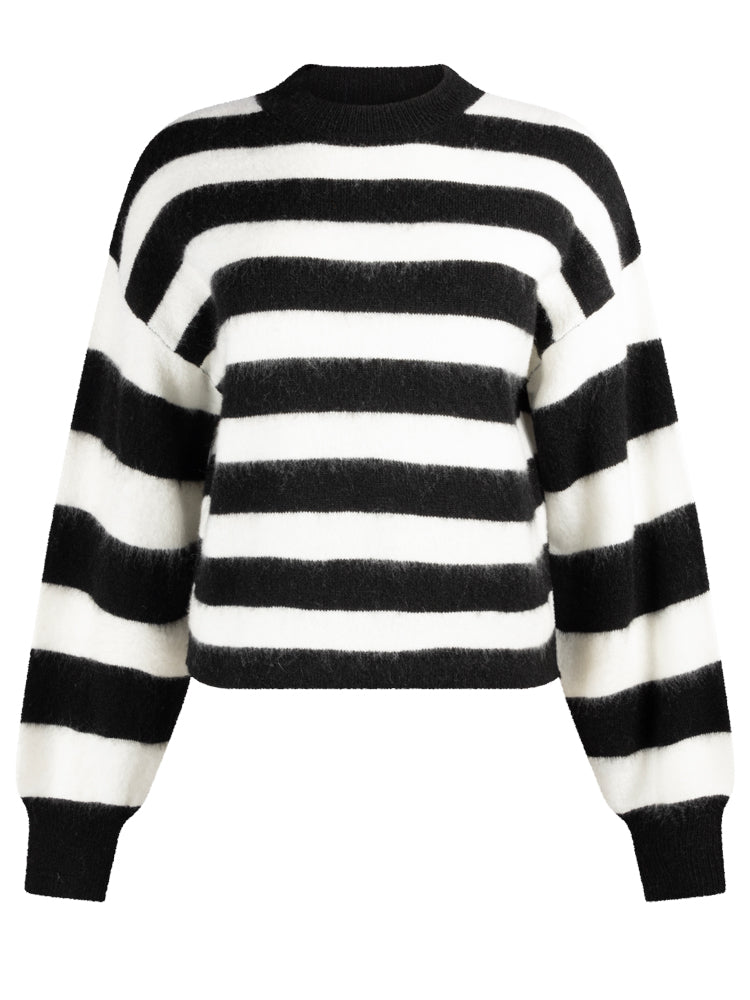 Another Label Becky Knitted Pull Black White Stripe