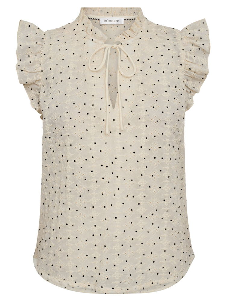 Co Couture Evelyn Dot Top Off White