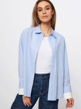 Afbeelding in Gallery-weergave laden, Deense-kroon-Co&#39;Couture Shirt Double Cuff Stripe Pale Blue
