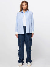 Afbeelding in Gallery-weergave laden, Deense-kroon-Co&#39;Couture Shirt Double Cuff Stripe Pale Blue
