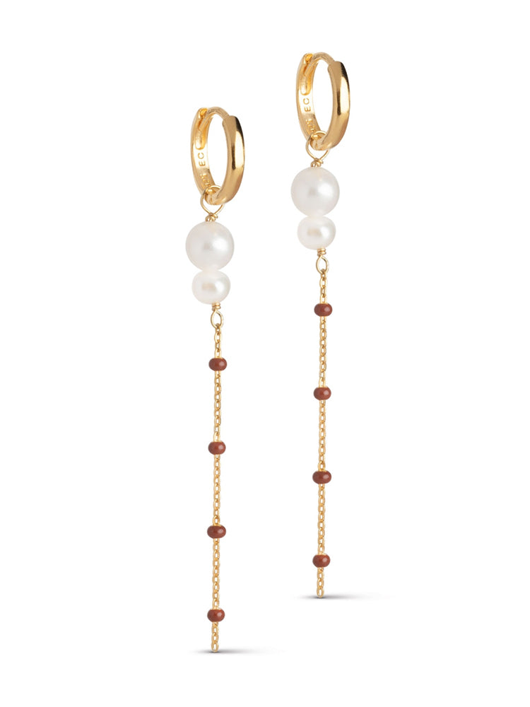 Enamel Copenhagen Lola Double Pearl Hoops Copper