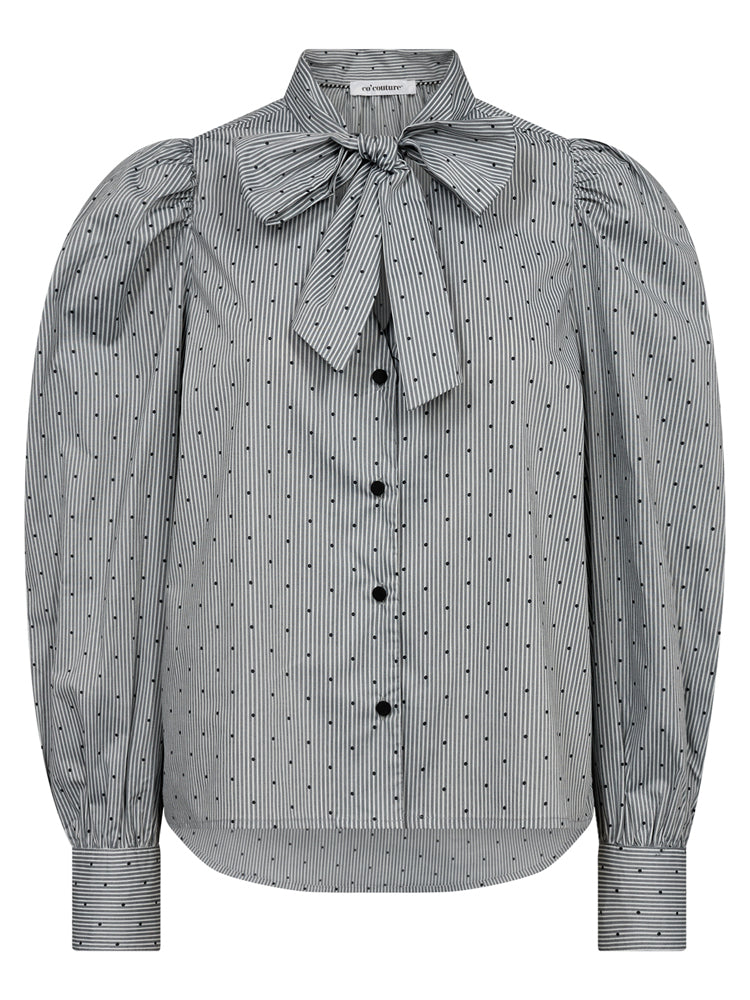 co'couture Stripe Dot Bow Shirt Light Grey