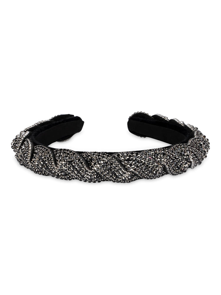 SUI AVA Sarah Crystal Headband Black