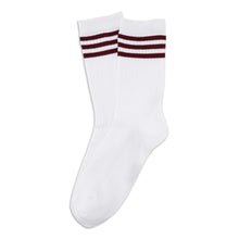 Afbeelding in Gallery-weergave laden, SUI AVA Peppermint Retro Stripe Socks White Burgundy
