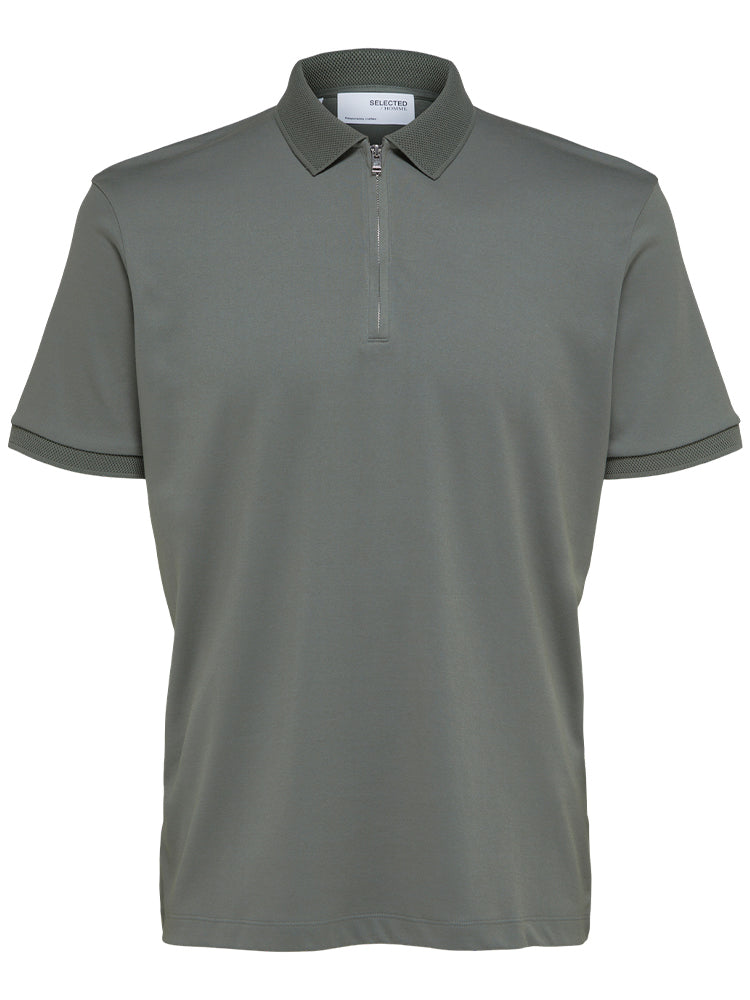Selected Homme Fave Zip Polo Agave Green