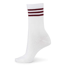 Afbeelding in Gallery-weergave laden, SUI AVA Peppermint Retro Stripe Socks White Burgundy
