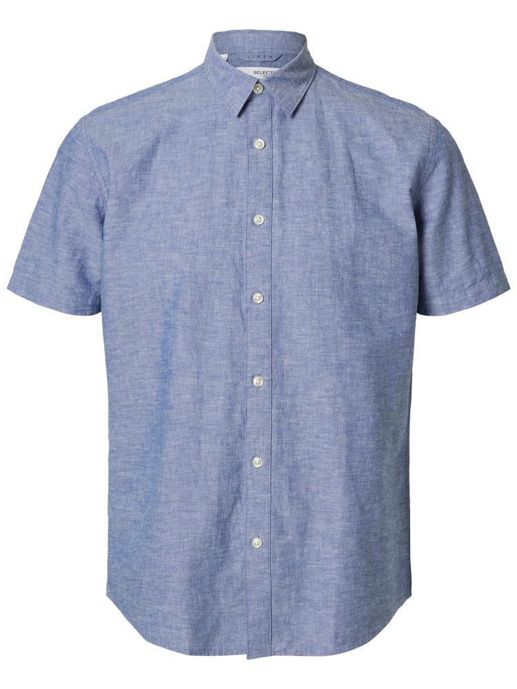 Selected Homme Regnew-linen Shirt Medium Blue Denim