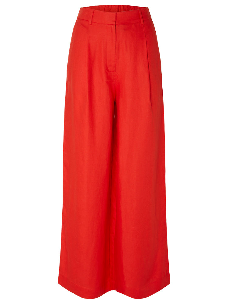 Selected Femme Lyra Wide Pant Flame Scarlet